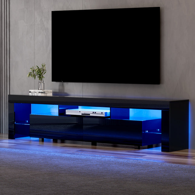 Artiss TV Cabinet Entertainment Unit Stand RGB LED Gloss Furniture 200cm Black.