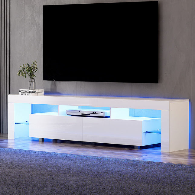 Artiss TV Cabinet Entertainment Unit Stand RGB LED Gloss Furniture 200cm White.