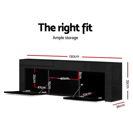 Artiss Entertainment Unit TV Cabinet LED 130cm Black Angus.