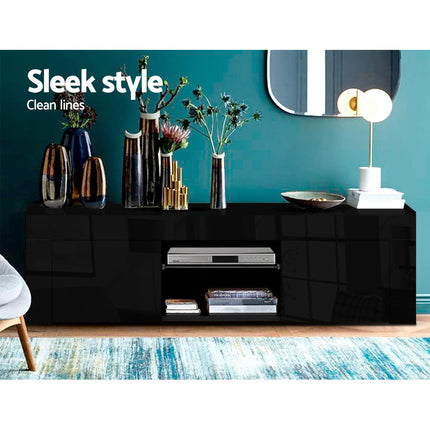 Artiss Entertainment Unit TV Cabinet LED 130cm Black Angus.