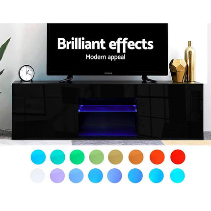 Artiss Entertainment Unit TV Cabinet LED 130cm Black Angus.