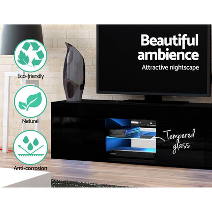 Artiss Entertainment Unit TV Cabinet LED 130cm Black Angus.