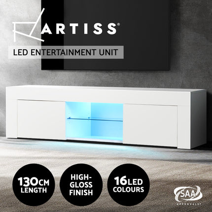 Artiss Entertainment Unit TV Cabinet LED 130cm White Angus.
