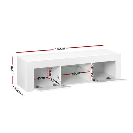 Artiss Entertainment Unit TV Cabinet LED 130cm White Angus.