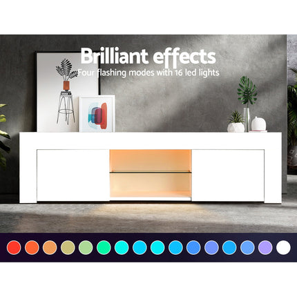 Artiss Entertainment Unit TV Cabinet LED 130cm White Angus.