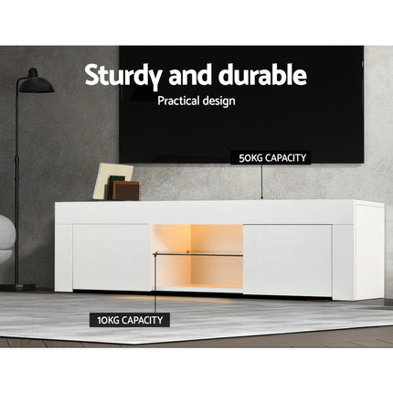 Artiss Entertainment Unit TV Cabinet LED 130cm White Angus.