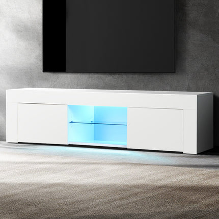 Artiss Entertainment Unit TV Cabinet LED 130cm White Angus.
