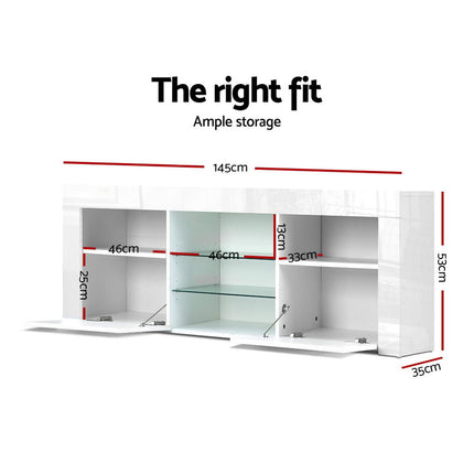 Artiss Entertainment Unit TV Cabinet LED 145cm White Angus.