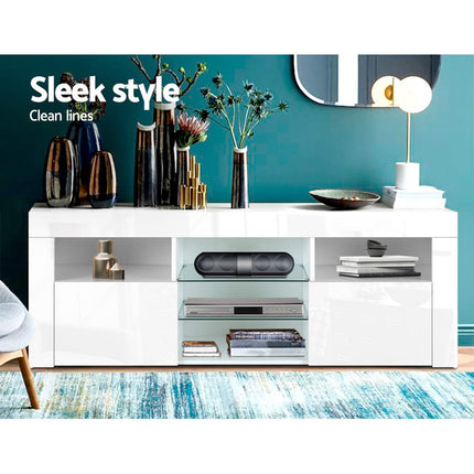 Artiss Entertainment Unit TV Cabinet LED 145cm White Angus.