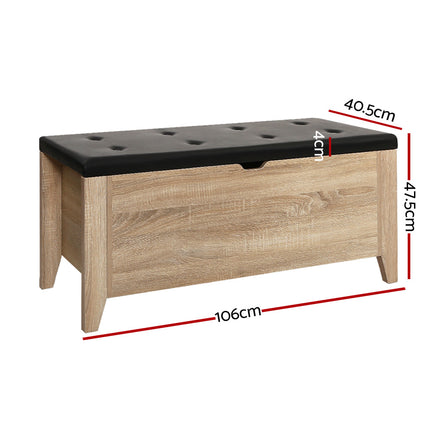 Artiss Storage Ottoman Blanket Box Leather Oak.