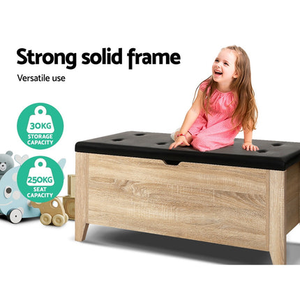 Artiss Storage Ottoman Blanket Box Leather Oak.