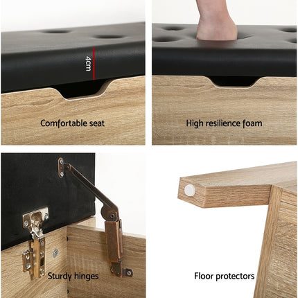 Artiss Storage Ottoman Blanket Box Leather Oak.