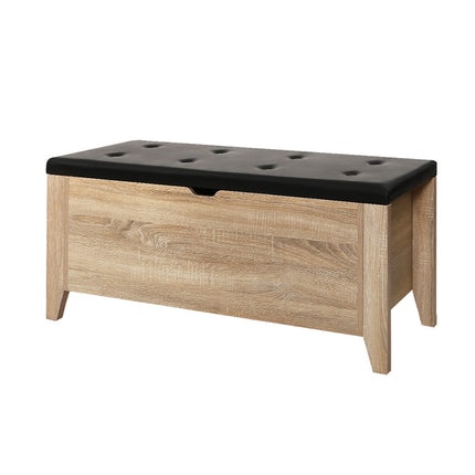 Artiss Storage Ottoman Blanket Box Leather Oak.