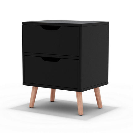 Artiss Bedside Table 2 Drawers - BODEN Black.