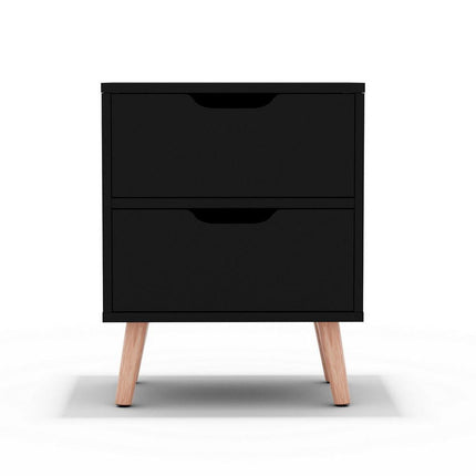 Artiss Bedside Table 2 Drawers - BODEN Black.