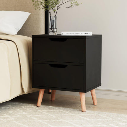 Artiss Bedside Table 2 Drawers - BODEN Black.