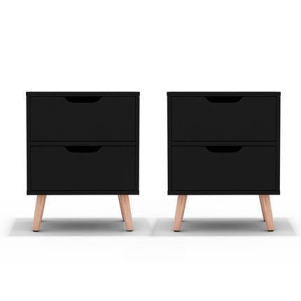 Artiss 2 x Bedside Table 2 Drawers - BODEN Black.