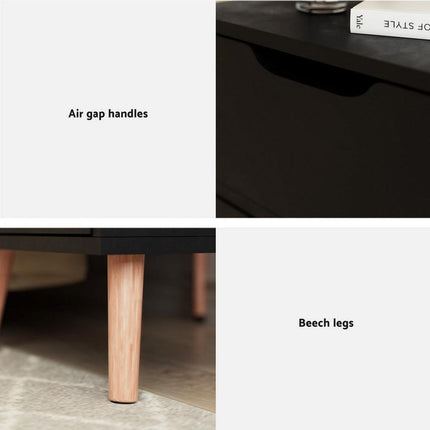 Artiss 2 x Bedside Table 2 Drawers - BODEN Black.