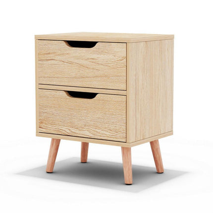 Artiss Bedside Table 2 Drawers Nightstand - BODEN Pine.