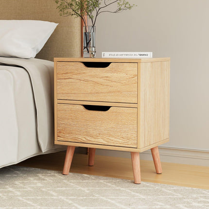 Artiss Bedside Table 2 Drawers Nightstand - BODEN Pine.