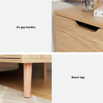 Artiss 2 x Bedside Table 2 Drawers - BODEN Pine.