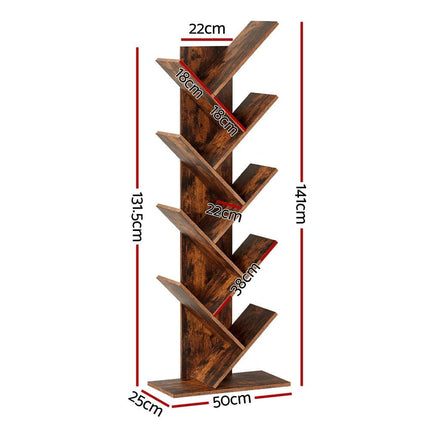 Artiss Tree Bookshelf 9 Tiers Walnut.