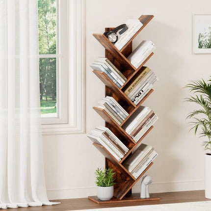 Artiss Tree Bookshelf 9 Tiers Walnut.