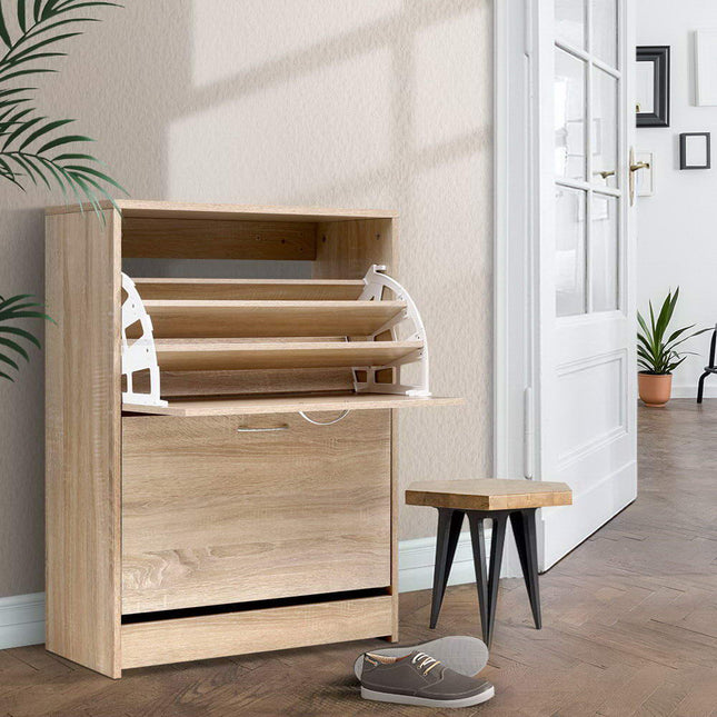 Artiss Shoe Rack Cabinet 24 Pairs 3-tier Wood Nina.