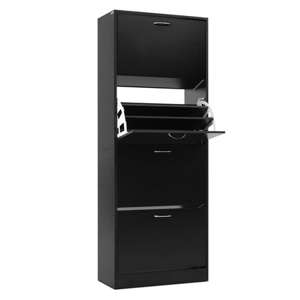 Artiss Shoe Rack Cabinet 60 Pairs 4 Doors - Black.