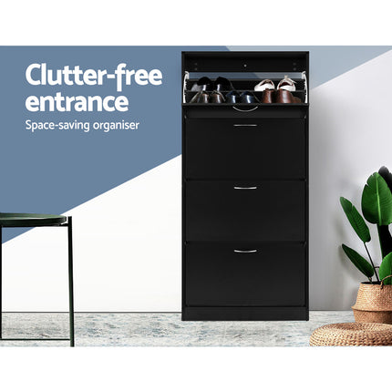 Artiss Shoe Rack Cabinet 60 Pairs 4 Doors - Black.