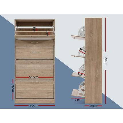 Artiss Shoe Rack Cabinet 60 Pairs 4 Doors - Wood.