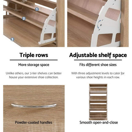 Artiss Shoe Rack Cabinet 60 Pairs 4 Doors - Wood.