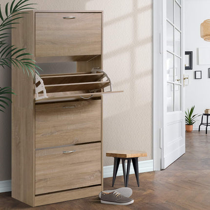 Artiss Shoe Rack Cabinet 60 Pairs 4 Doors - Wood.