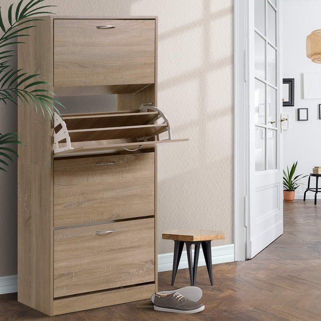 Artiss Shoe Rack Cabinet 60 Pairs 4 Doors - Wood.
