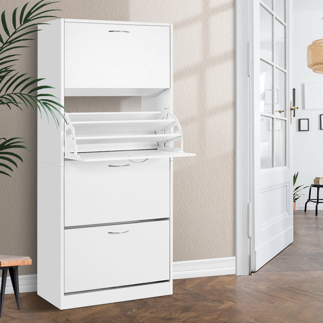 Artiss Shoe Rack Cabinet 60 Pairs 4 Doors - White.