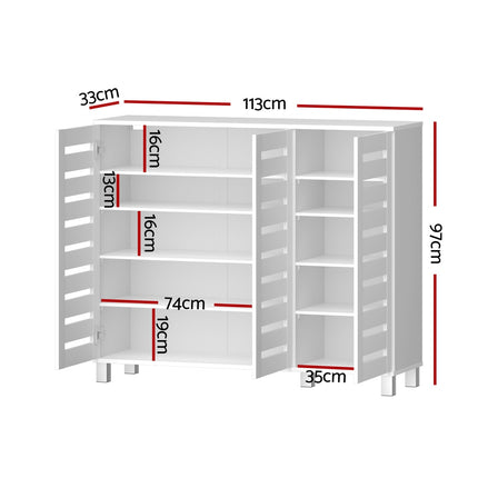 Artiss Shoe Rack Cabinet 30 Pairs Adjustable Shelf White.
