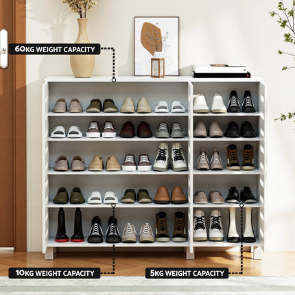 Artiss Shoe Rack Cabinet 30 Pairs Adjustable Shelf White.