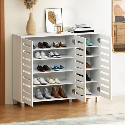 Artiss Shoe Rack Cabinet 30 Pairs Adjustable Shelf White.