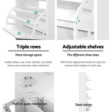 Artiss Shoe Rack Cabinet Mirror 60 Pairs White Rira.