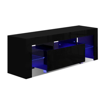 Artiss Entertainment Unit TV Cabinet LED 130cm Black Elo.