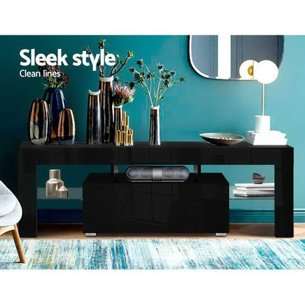 Artiss Entertainment Unit TV Cabinet LED 130cm Black Elo.