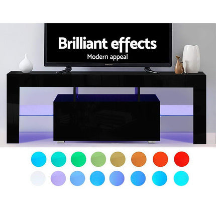 Artiss Entertainment Unit TV Cabinet LED 130cm Black Elo.