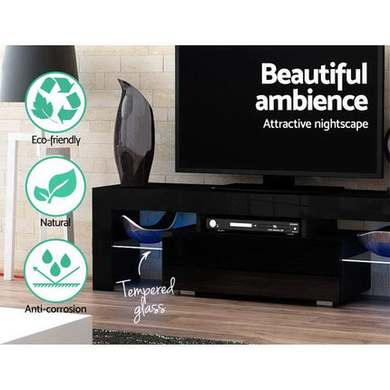 Artiss Entertainment Unit TV Cabinet LED 130cm Black Elo.