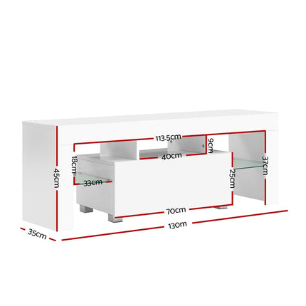 Artiss Entertainment Unit TV Cabinet LED 130cm White Elo.