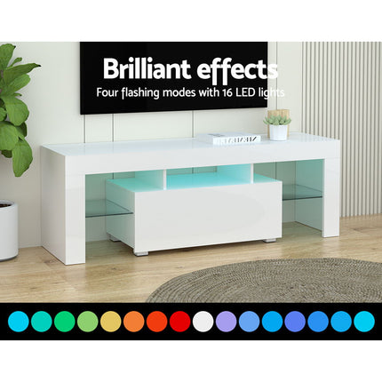 Artiss Entertainment Unit TV Cabinet LED 130cm White Elo.