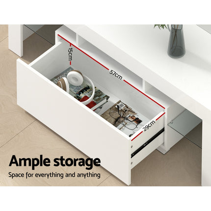 Artiss Entertainment Unit TV Cabinet LED 130cm White Elo.