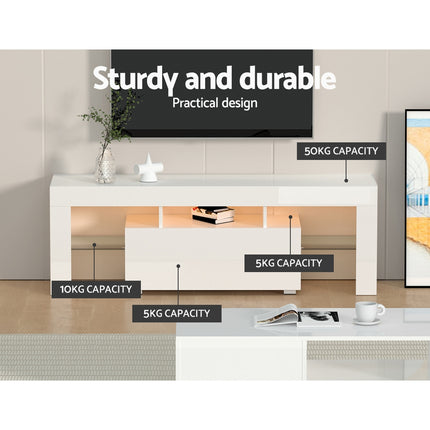 Artiss Entertainment Unit TV Cabinet LED 130cm White Elo.