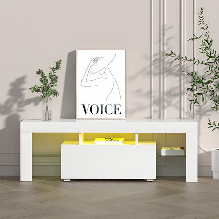 Artiss Entertainment Unit TV Cabinet LED 130cm White Elo.