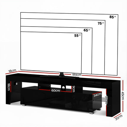 Artiss Entertainment Unit TV Cabinet LED 189cm Black Elo.