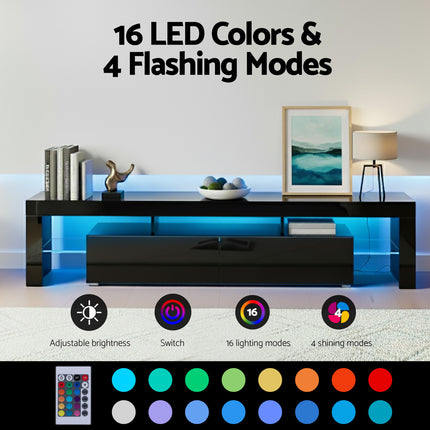 Artiss Entertainment Unit TV Cabinet LED 189cm Black Elo.